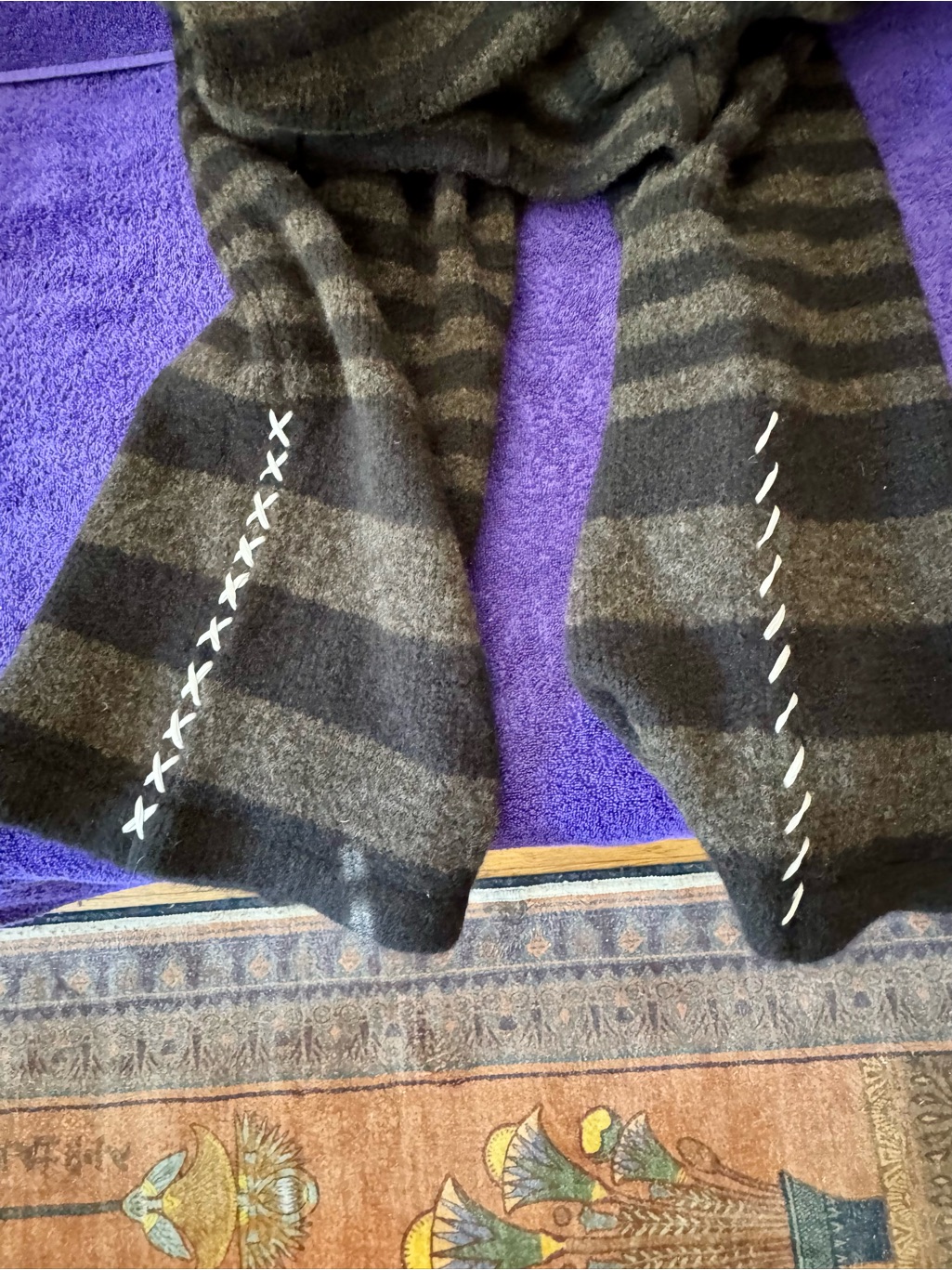 Yan Yan Striped Wide-Leg Knit Pants - Black & Dark Gray — image 6 of 7
